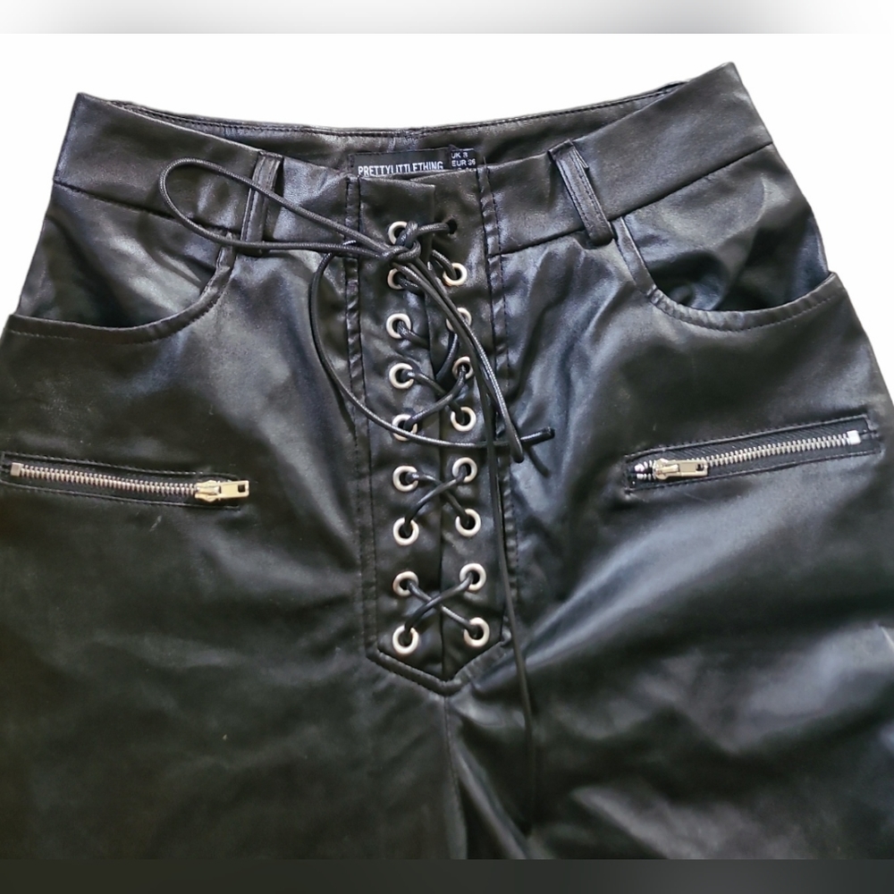 High-Waist Vegan Leather Body Con Pants - Picture 5 of 8